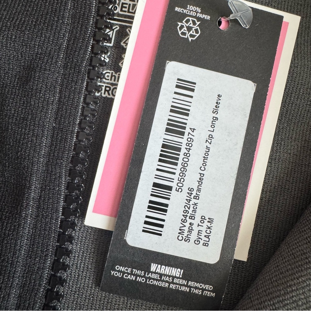 Pretty Little Thing Shape Black Branded Contour Zip Long Sleeve Gym Top - Picture 6 of 9